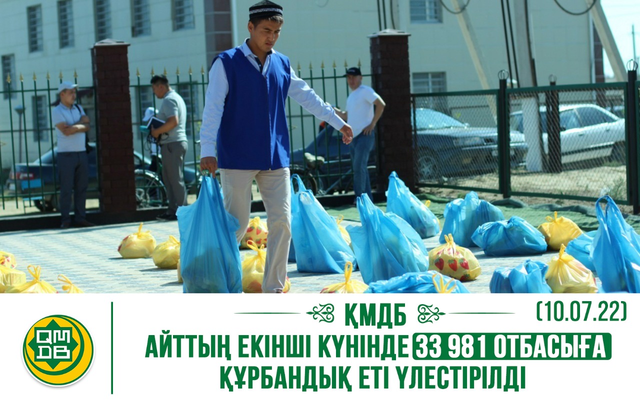 ҚМДБ: Айттың екінші күнінде 33 981 отбасыға құрбандық еті үлестірілді (10.07.22)